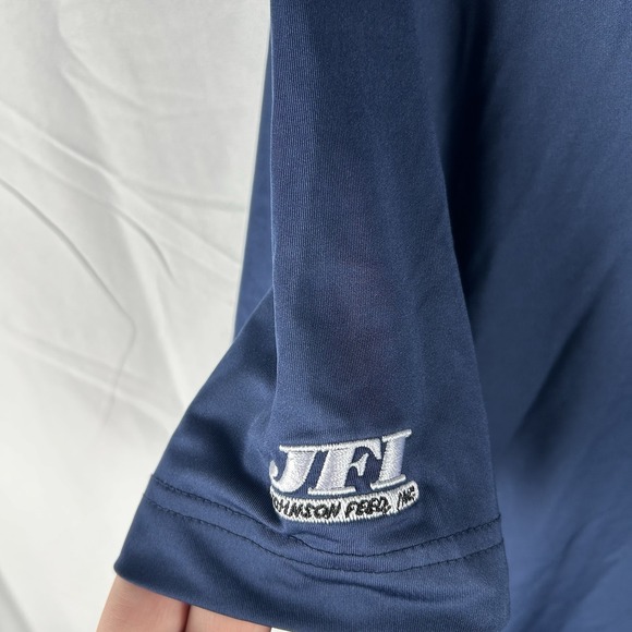 Waggle Golf Polo Shirt Mens Large Blue JFI Embroidered Stretch Performance - Picture 2 of 7